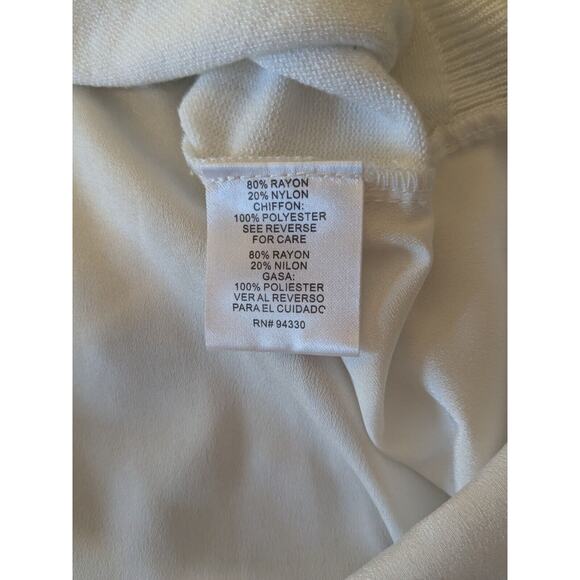 One A mixed Fabric High Low Blouse/Sweater White Size L - Picture 7 of 8